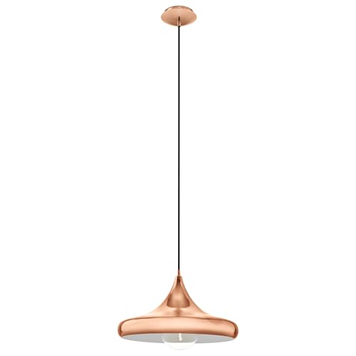 Eglo Pendant Light Coretto 2, 1-Light Hanging Lamp Industrial Vintage, Steel Pendant in Copper, Dining Table Lamp, Living Room Hanging Light with E27 Socket, Ø 40 cm