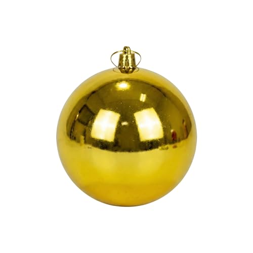 25cm Large Deep Gold Bauble PVC Shatterproof Glossy Finish Christmas Balls Ornament - Festive Xmas Tree Hanging Decorations, Round Ornament for Holiday Home Decor