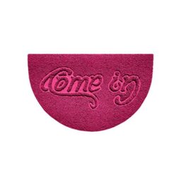 Nicoman Embossed Halfmoon Half Circle Door Mat Dirt-Trapper Jet-Washable Doormat 70x44cm (Pink, COME-IN) - Use Indoor or Sheltered Outdoor