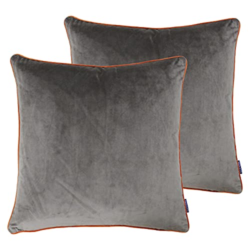Paoletti Meridian Twin Pack Polyester Filled Cushions, Mocha/Pumpkin, 55 x 55cm