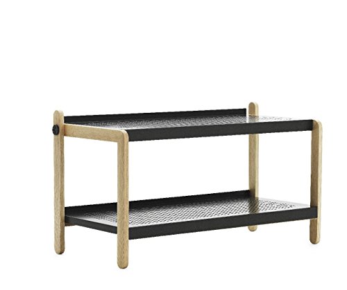 Normann Copenhagen 601065 Shoe Rack in Various Colours, Very Robust, Height 42 cm, Wooden Frame with Two Perforated Steel Shelves