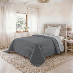 Summer Quilt Water Washed Microfibre Duvet Quilt and 100 g Filling Single 160 x 250 cm - Dark Grey/Light Grey
