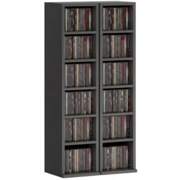 HOMCOM 204 CD Storage Units Set of 2 DVD Tower Rack Black