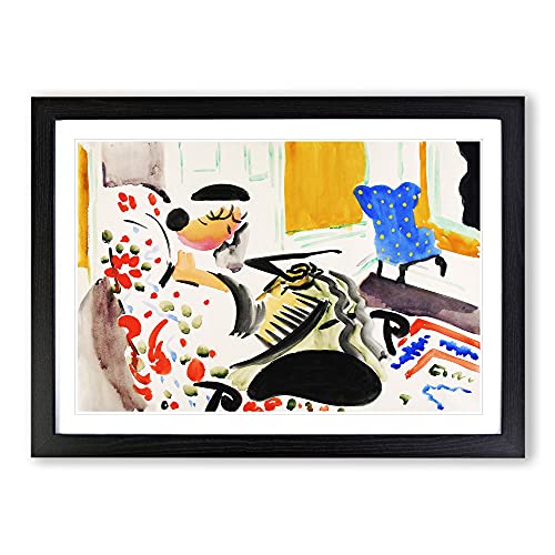 Woman On Chair Vol.1 by Henry Lyman Sayen Framed Print - A2 Black Framed Wall Art - Ready to Hang - Modern Nature Picture - Living Room Bedroom Lounge Office