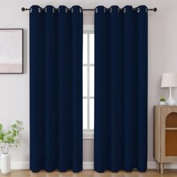 CUCRAF Navy Blue Blackout Curtains 90 inch Length 2 Panels Set, Room Darkening Drapes for Living Room Bedroom, Thermal Insulated Light Blocking Grommet Window Curtain (W52 x L90 Inch)