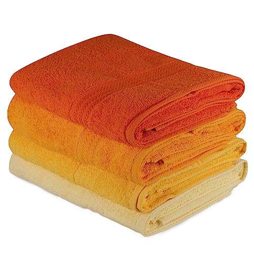 WELL HOME MOBILIARIO & DECORACIÓN Bath Towel Set (4 Piece) Light Yellow, Yellow, Pale Orange and Orange