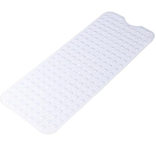 Armo® Transparent Anti Slip Shower Bath Mat Strong Mould & Mildew Bathroom Mat PVC Mat Washable Bath Mat 70CM x 38CM (White)