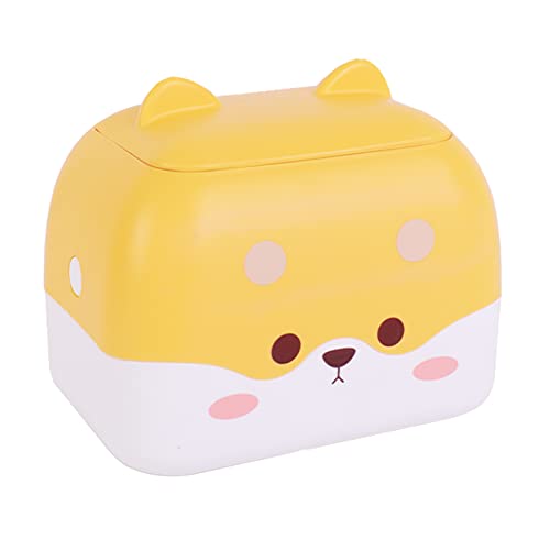 Omeily Cute Pet Mini Chi’s Desktop Trash Can Double Press Trash Can with Lid Suitable for Multi-Scene Trash can Tissue Box