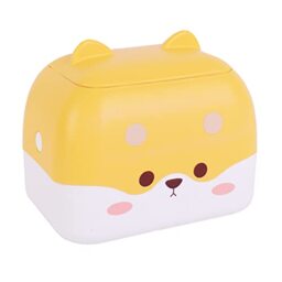 Omeily Cute Pet Mini Chi’s Desktop Trash Can Double Press Trash Can with Lid Suitable for Multi-Scene Trash can Tissue Box
