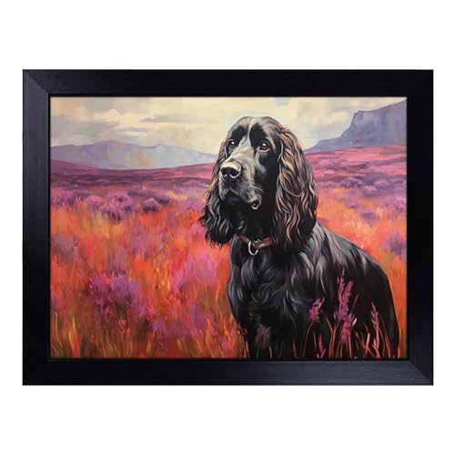 Lap Tray with Bean Bag Cushion, Cocker Spaniel Colour Field - Handmade in the UK, Raised Wooden Edge, Padded Cushion, Heat-Resistant Wipe-Clean Surface, for Meals, Laptops and Crafts