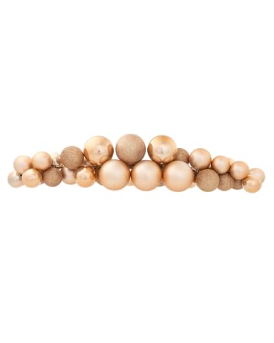 WeRChristmas Rose Gold Bauble Cluster Arch, 60cm, 32 Baubles - 60cm rose gold bauble cluster arch with 32 decorations in shiny, matt and glitter finishes for statement festive styling