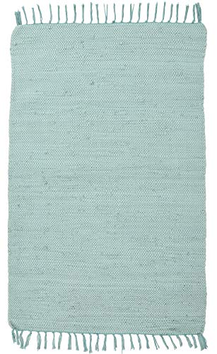 Theko - Dhurry Happy Cotton Flat Weave 100% Cotton Rug - Hand Woven - Colour: Mint - 40 x 60 cm