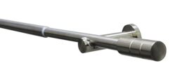 Gardinia 36152 Curtain Pole Set Crete Cylinder Complete Set Including Mounting Material, Length 120-210 Cm, Metal, Stainless Steel Look