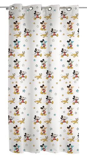 Hermet Mickey Mouse Voile Curtain with Rings, Bedroom Curtain, 140 x 290 cm, Disney, Official Product, (Single Panel)