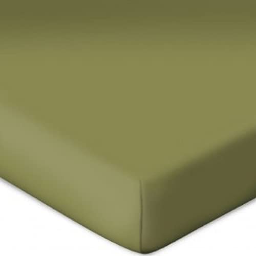 Bassetti Topper 9302406 Fitted Sheet Plain Olive 664 Cotton and Elastane 90 x 190 cm 100 x 220 cm