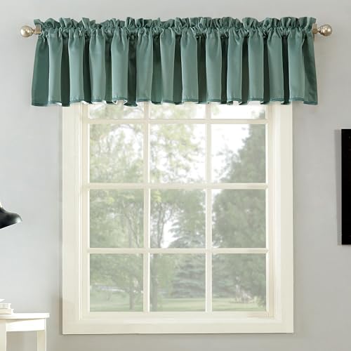 "Sun Zero Barrow 2-Pack Solid Energy Efficient Rod Pocket Curtain Valance Pair, 54"" x 18"", Mineral"