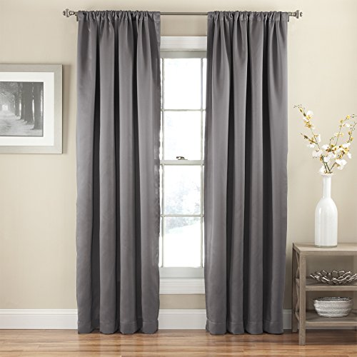 Eclipse Tricia Modern Room Darkening Thermal Rod Pocket Window Curtain for Bedroom (1 Panel), 52 in x 84 in, Grey