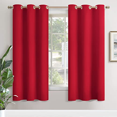 YoungsTex Red Blackout Curtains for Living Room - 72 Inch Length Thermal Insulated Drapes with Grommet Room Darkening for Bedroom Dining Light Blocking, 2 Panels, 42 x 72 Inch