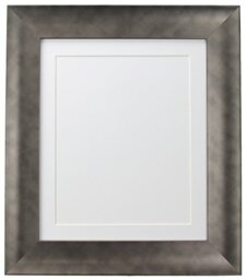 FRAMES BY POST Hygge Picture, Photo and Poster Frame, Plastic Glass, Pewter with White Mount, 50 x 40 cm Image Size A3