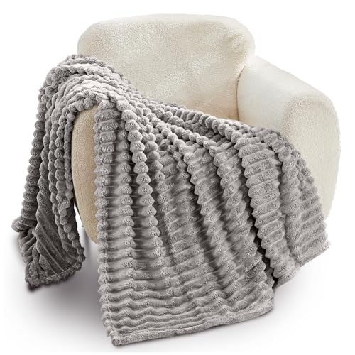 GC GAVENO CAVAILIA Fleece Throw Blanket - Soft Fluffy Throws For Sofas, Bed, Settee, Couch - Extra Warm Large Blanket Throw - Easycare, Anti Allergic - Double 150x200 Cm - Grey