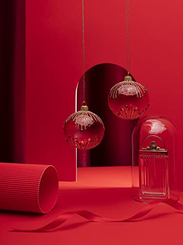 2 Glass Christmas Baubles with an Ombre Effect and Beads