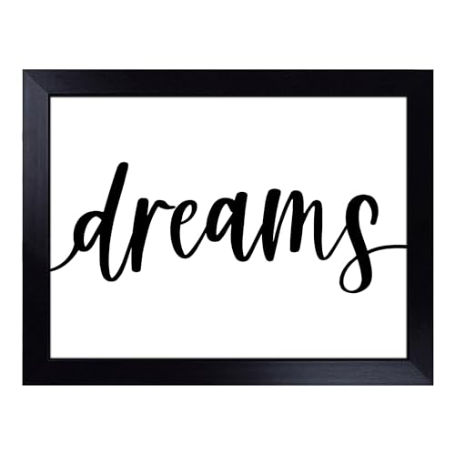 Lap Tray with Bean Bag Cushion, Sweet Dream Typography Quote - Handmade in the UK, Raised Wooden Edge, Padded Cushion, Heat-Resistant Wipe-Clean Surface, for Meals, Laptops and Crafts