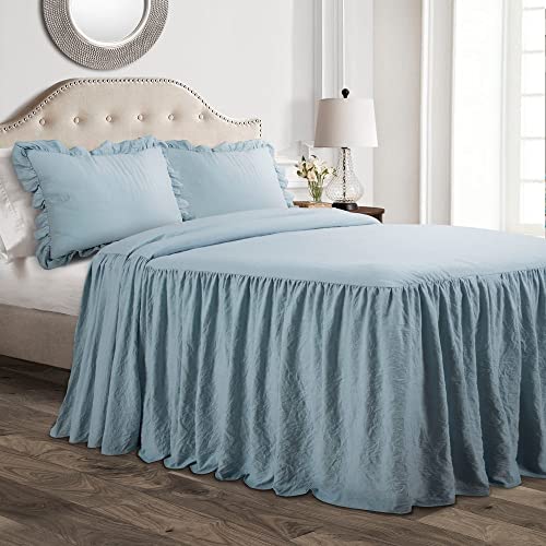 Lush Decor Ruffle Skirt Bedspread, Polyester, Lake Blue, Queen