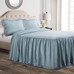 Lush Decor Ruffle Skirt Bedspread, Polyester, Lake Blue, Queen