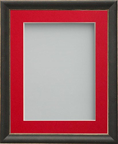 Frame Company Darcy Black Picture Photo Frames with Red Mount, 7x5 for 5x3 *Choice of Colours* Fitted with Real Glass