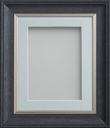 Frame Company Drummond Range Charcoal A4 Picture Photo Frame with Light Blue Mount for Image 9x6 inch * Choice of Sizes* Fitted with Real Glass