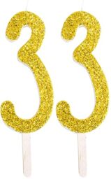 PME Gold Glitter Number Candle 3 (Pack of 2)
