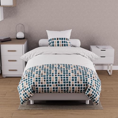 Soleil d'ocre Duvet Cover and 1 Pillowcase Cotton Blue 140 x 200 cm