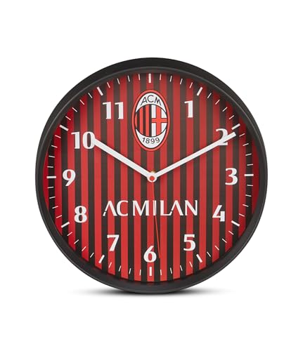 Seven A.C. MILAN Quartz Wall Clock with Continuous Movement, Official Product, Football Gift Idea for Children and Adults