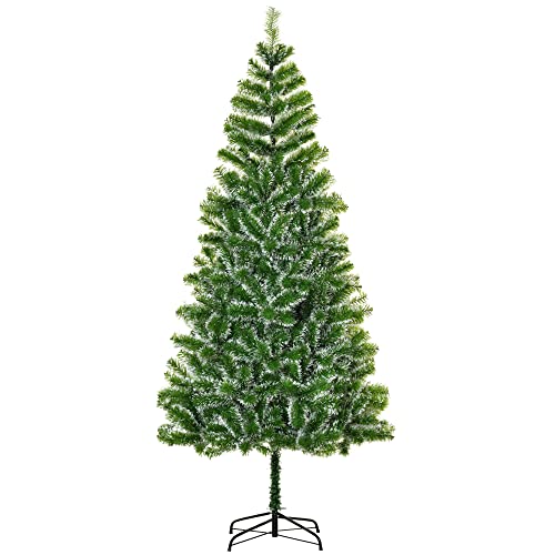 HOMCOM 7FT Indoor Christmas Tree Artificial Decoration with Metal Stand