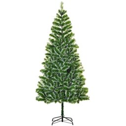 HOMCOM 7FT Indoor Christmas Tree Artificial Decoration with Metal Stand