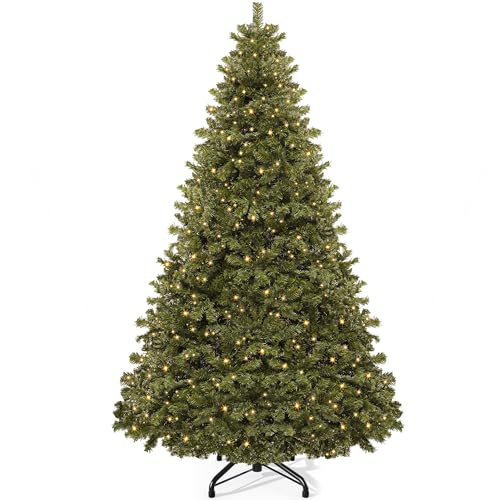 YITAHOME 6ft Artificial Christmas Tree with 250 LED, Christmas Pine Tree with 880 Tips, Foldable Metal Frame & Stand, Easy Assembly Pops Up Christmas Tree for Home Party, 182 x 110cm