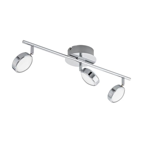 Eglo LED Ceiling Light Salto, 3-Light Ceiling Fixture, Metal and Plastic Spotlight, Living Room lamp in Chrome, Warm White LED Hallway Light
