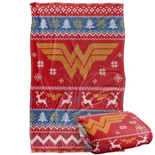 LOGOVISION Wonder Woman Ugly Christmas Sweater Logo Silky Touch Super Soft Throw Blanket 91 x 147 Cm