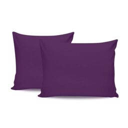 Premium Pillowcase Set (2 Pieces), 80 x 80 cm, Purple, 100% Cotton Ranforce, 155 Thread Count Envelope Closure, Machine Washable at 30°C
