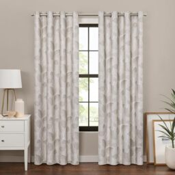 Eclipse 100% Blackout Curtain, Larissa Leaf Grommet Curtain, 84 in Long x 50 in Wide, Patterned 100% Blackout Curtain, Thermal Insulated Curtain for Living Room or Bedroom, 1 Window Curtain, Linen