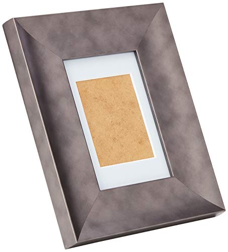 FRAMES BY POST Hygge Picture Photo Frame, Pewter with Blue Mount, 6 x 4 Image Size 4 x 3 Inches