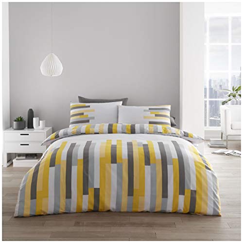 GC GAVENO CAVAILIA Luxury Printed Superking Duvets Sets, Geometric Bed Covers, Reversible Bedding Set, Ochre