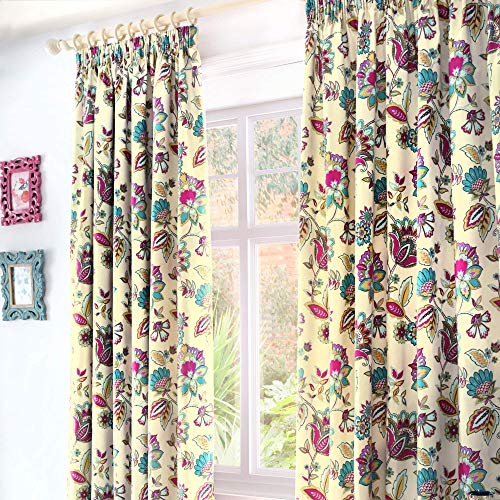"Marinelli - Thermal Lined Pencil Pleat Curtains - 66x72"" (168 x 183cm), Teal"