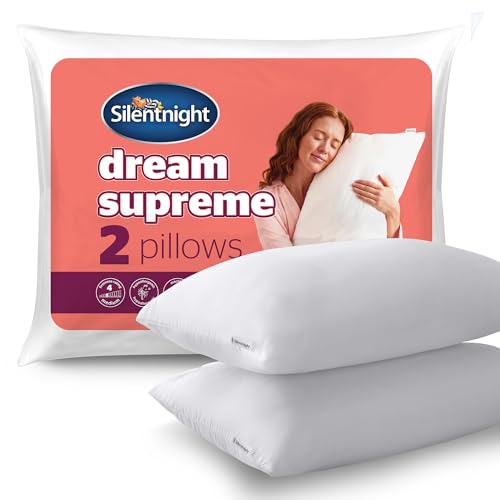 Silentnight Dream Supreme Pillow Pair - Cloud-Like Comfort for Back & Side Sleepers - Generous Filled for Long-Lasting Support - Soft Touch Hypoallergenic Covers - Machine Washable, Pack of 2 Pillows