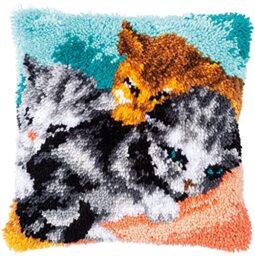 Vervaco Latch Hook Cushion Set Outlined, Cotton Acrylic, Multicoloured, 40x40cm