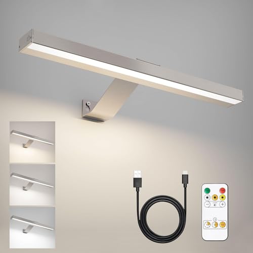 HARPER LIVING Picture Light for Wall Brushed Nickel, 5000mAh Battery Operated Wall Lights with Remote, Magnetic Rechargeable Lamp Dimmable & 3 Color Temps, Display Lamp for Dartboard Frame Gallery