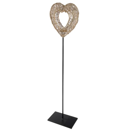 GILDE Golden Heart Tea Light Holder Iron Matt Gold Height 121 cm x Width 24 cm Heart Shape