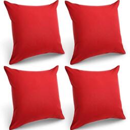 Boao 4 Pack Decorative Outdoor Waterproof Throw Pillow Covers, Square Patio Balcony Garden Waterproof Cushion Case, PU Coating Pillow Shell for Couch, Bed, Patio, Sofa, Tent,18 x 18 Inch (Red)
