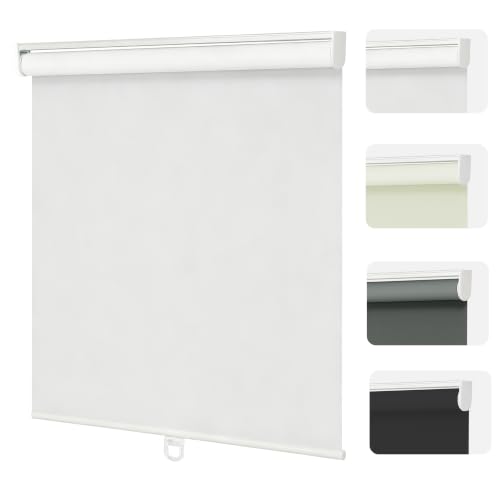 "Changshade Blackout Roller Shades Cordless for Windows,100% Room Darkening Window Blinds for Bedroom,Thermal Insulated UV Protection,Easy Install Pull Down Shades for Home,28"" w x 72"" h,White"
