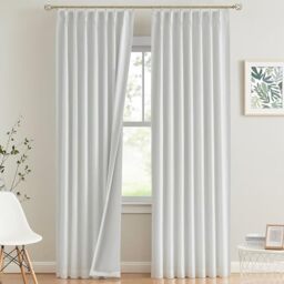 "Vision Home White Pinch Pleated Full Blackout Curtains Thermal Insulated Window Curtains 84 inch for Living Room Bedroom Room Darkening Pinch Pleat Drapes with Hooks Back Tab 2 Panel 40"" Wx84 L"